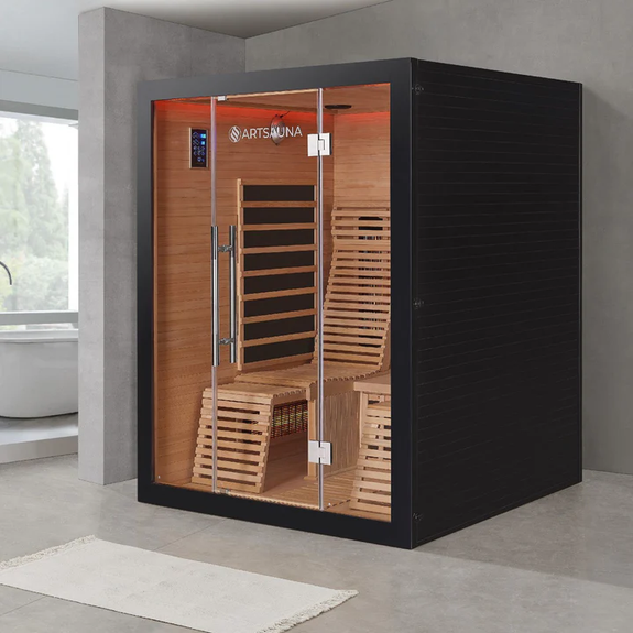 Infraroodcabine Helsinki - 150x150x190cm - Dubbele Technologie - 2 tot 3 personen - Zwart - Afbeelding 2