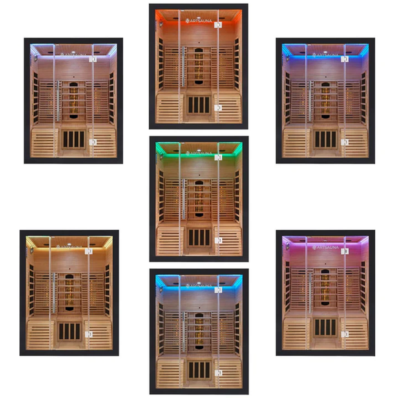 Infraroodcabine Helsinki - 150x150x190cm - Dubbele Technologie - 2 tot 3 personen - Zwart - Afbeelding 6