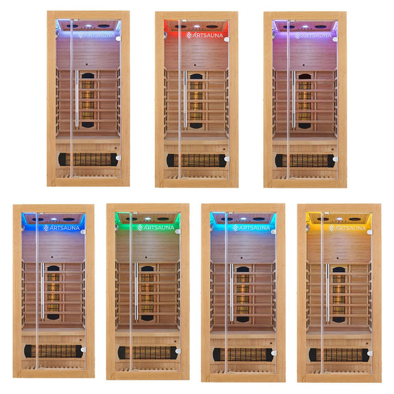 Infraroodcabine / Sauna Kiruna - 90x90x190 - Incl. LED & Bleutooth Radio - Afbeelding 3