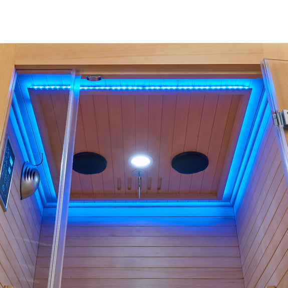 Infraroodcabine / Sauna Kiruna - 90x90x190 - Incl. LED & Bleutooth Radio - Afbeelding 4