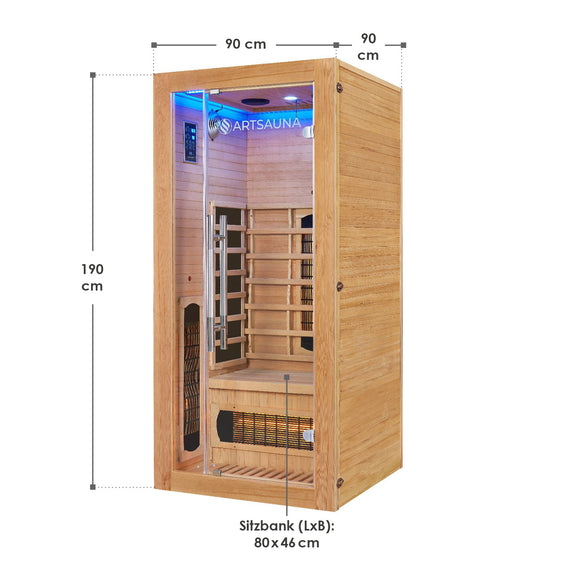 Infraroodcabine / Sauna Kiruna - 90x90x190 - Incl. LED & Bleutooth Radio - Afbeelding 6