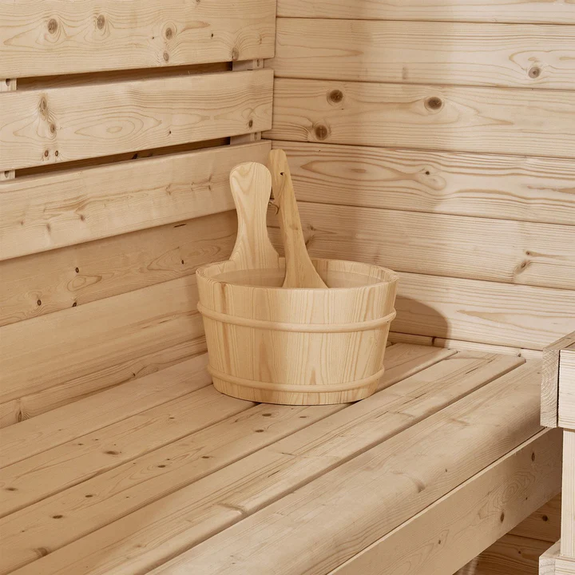 Barrelsauna Spitsbergen - Incl. saunakachel - Ø 190 cm - 3,6 - 8 kW - 2 tot 6 personen - 191x193x180 cm - Afbeelding 11