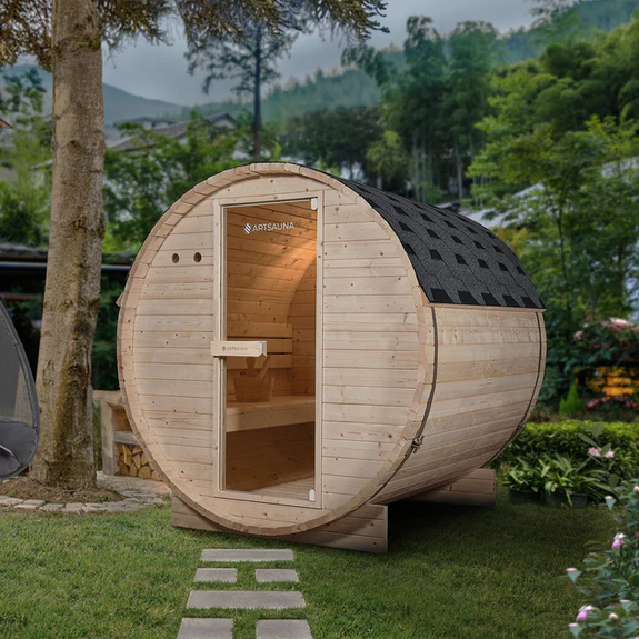 Barrelsauna Spitsbergen - Incl. saunakachel - Ø 190 cm - 3,6 - 8 kW - 2 tot 6 personen - 191x193x180 cm - Afbeelding 2