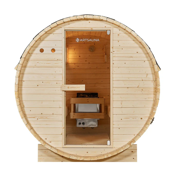 Barrelsauna Spitsbergen - Incl. saunakachel - Ø 190 cm - 3,6 - 8 kW - 2 tot 6 personen - 191x193x180 cm - Afbeelding 19
