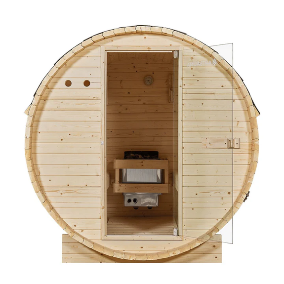 Barrelsauna Spitsbergen - Incl. saunakachel - Ø 190 cm - 3,6 - 8 kW - 2 tot 6 personen - 191x193x180 cm - Afbeelding 18