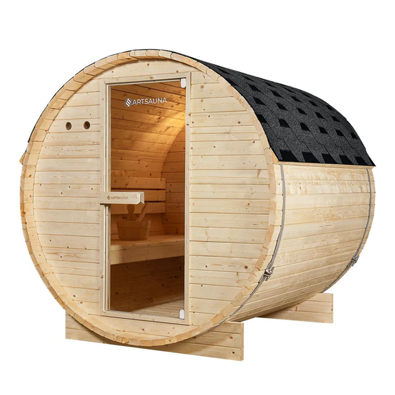Barrelsauna Spitsbergen - Incl. saunakachel - Ø 190 cm - 3,6 - 8 kW - 2 tot 6 personen - 191x193x180 cm - Afbeelding 1