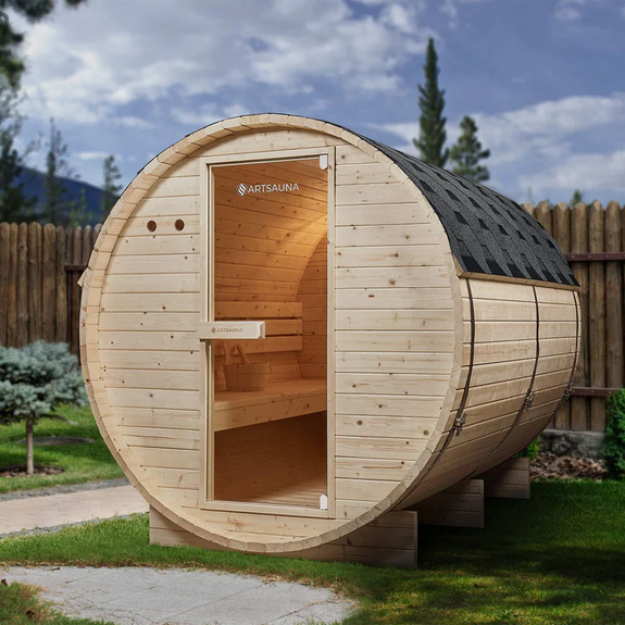 Barrelsauna Spitsbergen - Incl. saunakachel - Ø 190 cm - 3,6 - 8 kW - 2 tot 6 personen - Afbeelding 2