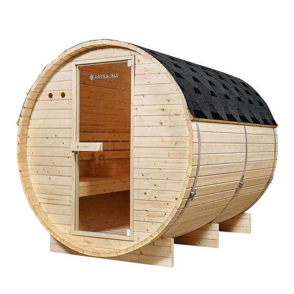Barrelsauna Spitsbergen - Incl. saunakachel - Ø 190 cm - 3,6 - 8 kW - 2 tot 6 personen - Afbeelding 1