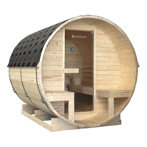 Barrelsauna Spitsbergen - Incl. Saunakachel - 2-6 Personen - 185x220x190 cm - Afbeelding 6
