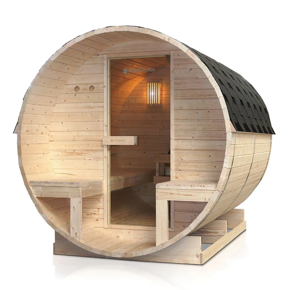Barrelsauna Spitsbergen - Incl. Saunakachel - 2-6 Personen - 185x220x190 cm - Afbeelding 1