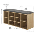 Schoenenkast / schoenenrek 10 vakken - 104 x 30 x 48 cm - Houtkleur