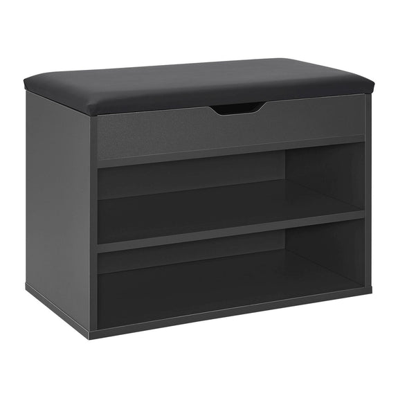 Schoenenkast / schoenenrek 2 vakken - 60 x 30 x 44 cm - Donkergrijs - Afbeelding 1
