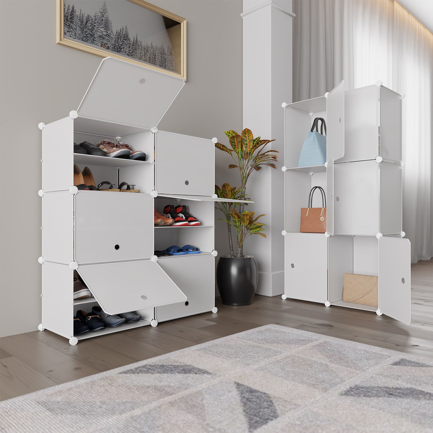 Schoenenkast / Schoenenrek - 85 x 96 x 31 cm - Wit
