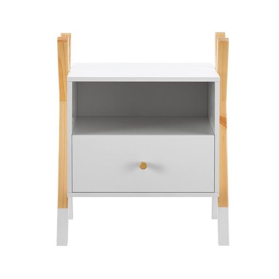 Nachtkastje Jamie - wit/houtkleur - 1 lade - Afbeelding 3