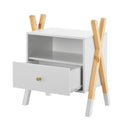 Nachtkastje Jamie - wit/houtkleur - 1 lade