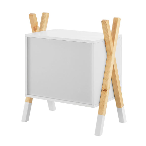 Nachtkastje Jamie - wit/houtkleur - 1 lade - Afbeelding 5