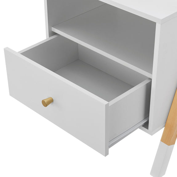 Nachtkastje Jamie - wit/houtkleur - 1 lade - Afbeelding 6