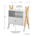 Nachtkastje Jamie - wit/houtkleur - 1 lade