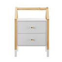 Houten Nachtkastje / Kindernachtkastje Enny - Wit / Houtkleur - 2 Lades