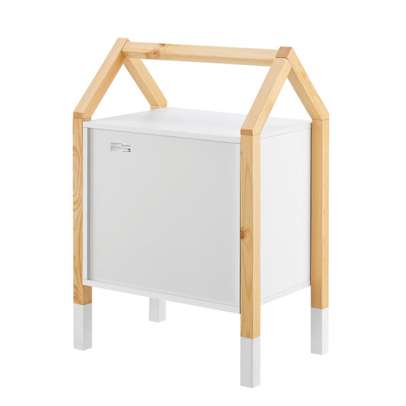 Houten Nachtkastje / Kindernachtkastje Enny - Wit / Houtkleur - 2 Lades - Afbeelding 5