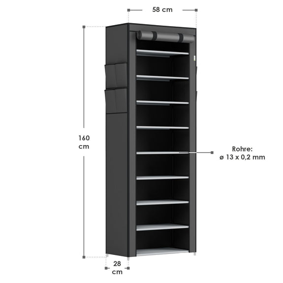 Schoenenkast / Schoenenrek M - 9 Niveaus - Stof - Grijs - Afbeelding 12