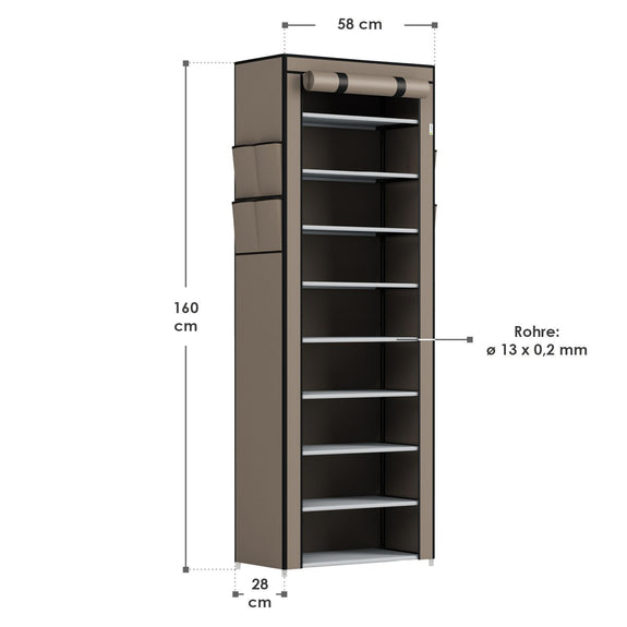 Schoenenkast / Schoenenrek M - 9 Niveaus - Stof - Lichtbruin - Afbeelding 12