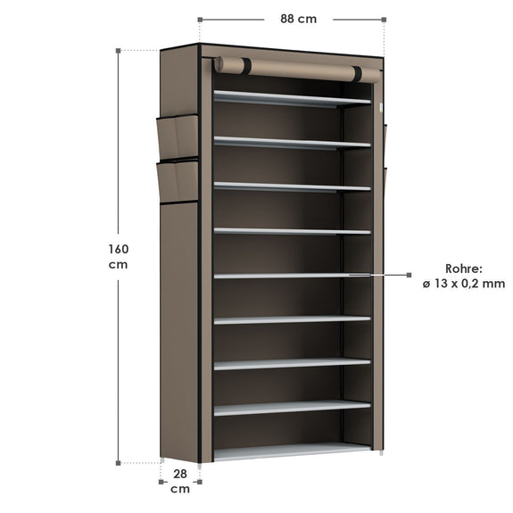Schoenenkast / Schoenenrek L - 9 Niveaus - Stof - Lichtbruin - Afbeelding 12
