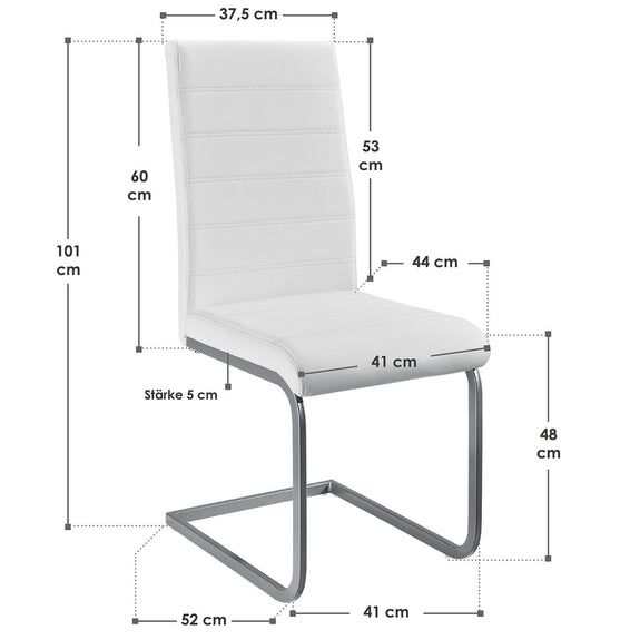 2 Eetkamerstoelen / stoel - Vegas - Kunstleer - Wit - Afbeelding 10