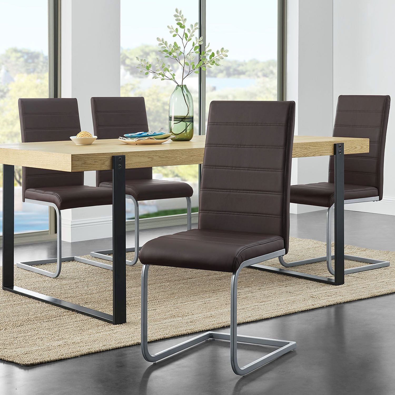 4 Eetkamerstoelen / stoel - Vegas - Kunstleer - Bruin