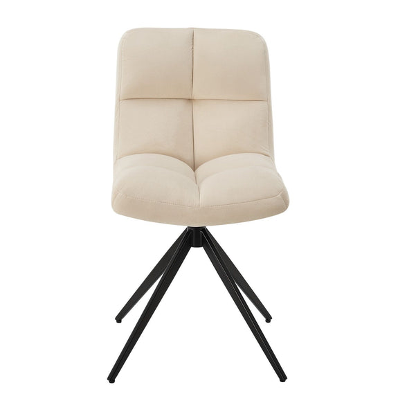 Eetkamerstoel / Draaistoel Dallas - Set van 2 - Beige - Metalen onderstel - Afbeelding 3