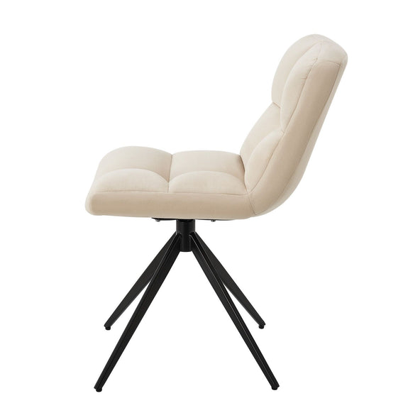 Eetkamerstoel / Draaistoel Dallas - Set van 2 - Beige - Metalen onderstel - Afbeelding 4