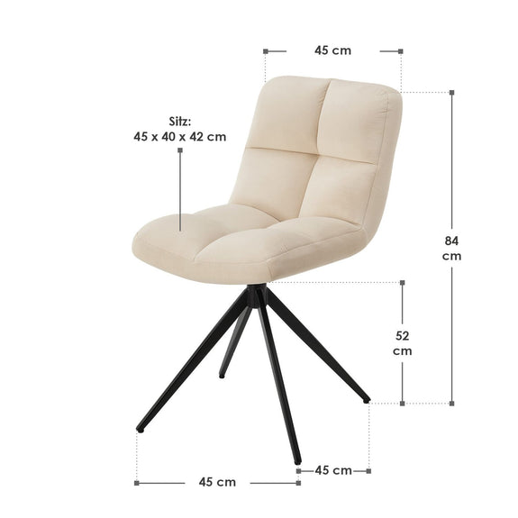 Eetkamerstoel / Draaistoel Dallas - Set van 2 - Beige - Metalen onderstel - Afbeelding 9