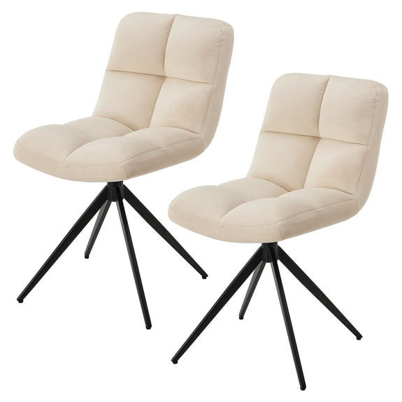 Eetkamerstoel / Draaistoel Dallas - Set van 2 - Beige - Metalen onderstel - Afbeelding 1