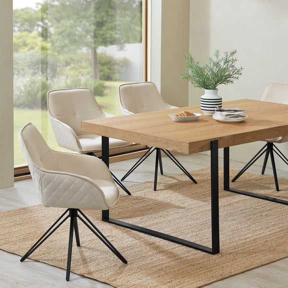 Eetkamerstoel / Draaistoel / Kuipstoel Clyde - Beige - Metalen onderstel - Afbeelding 2