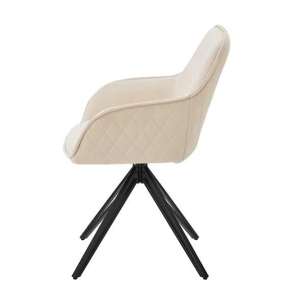 Eetkamerstoel / Draaistoel / Kuipstoel Clyde - Beige - Metalen onderstel - Afbeelding 3