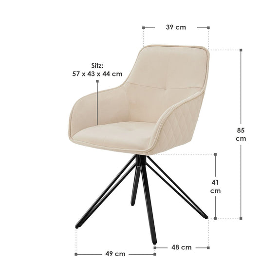 Eetkamerstoel / Draaistoel / Kuipstoel Clyde - Beige - Metalen onderstel - Afbeelding 6