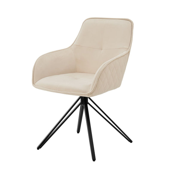 Eetkamerstoel / Draaistoel / Kuipstoel Clyde - Beige - Metalen onderstel - Afbeelding 1