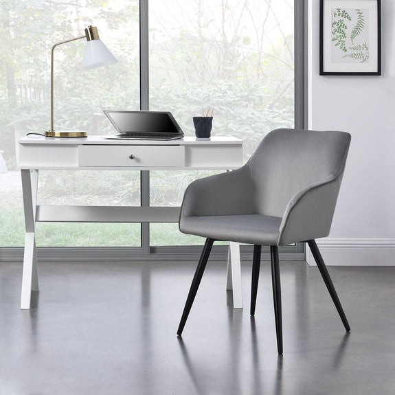 Loungestoel / Eetkamerstoel Tarje - 2-Delig - Grijs - Velvet - Afbeelding 3