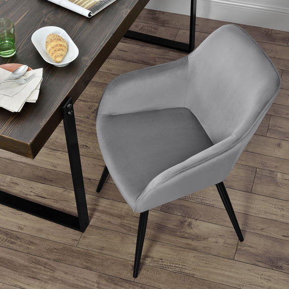 Loungestoel / Eetkamerstoel Tarje - 2-Delig - Grijs - Velvet - Afbeelding 4