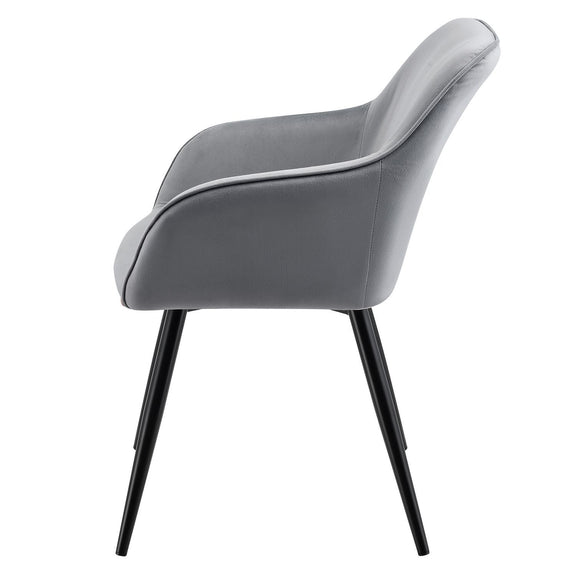 Loungestoel / Eetkamerstoel Tarje - 2-Delig - Grijs - Velvet - Afbeelding 5