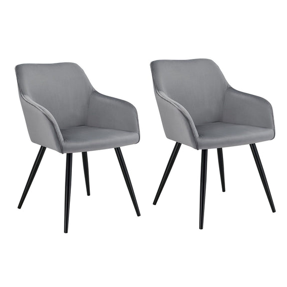 Loungestoel / Eetkamerstoel Tarje - 2-Delig - Grijs - Velvet - Afbeelding 1