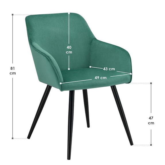 Loungestoel / Eetkamerstoel Tarje - 2-Delig - Groen - Velvet - Afbeelding 12