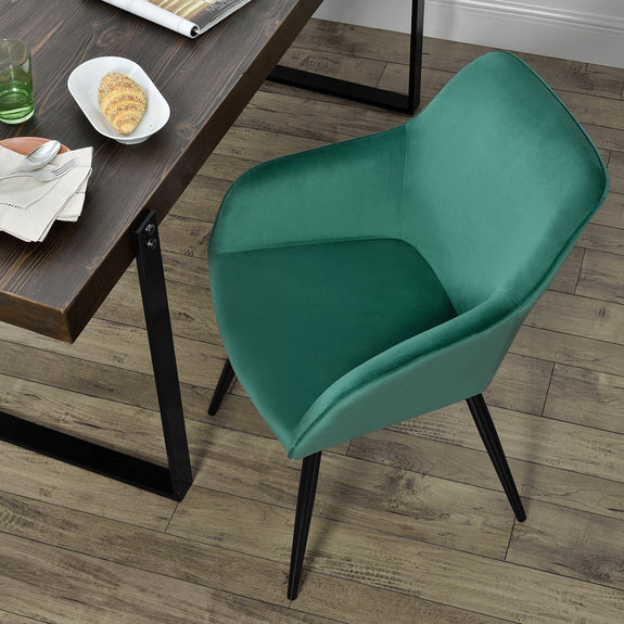 Loungestoel / Eetkamerstoel Tarje - 2-Delig - Groen - Velvet - Afbeelding 3