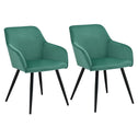 Loungestoel / Eetkamerstoel Tarje - 2-Delig - Groen - Velvet