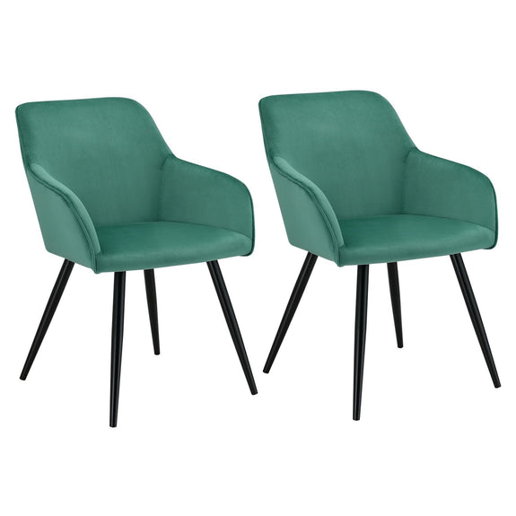 Loungestoel / Eetkamerstoel Tarje - 2-Delig - Groen - Velvet - Afbeelding 1