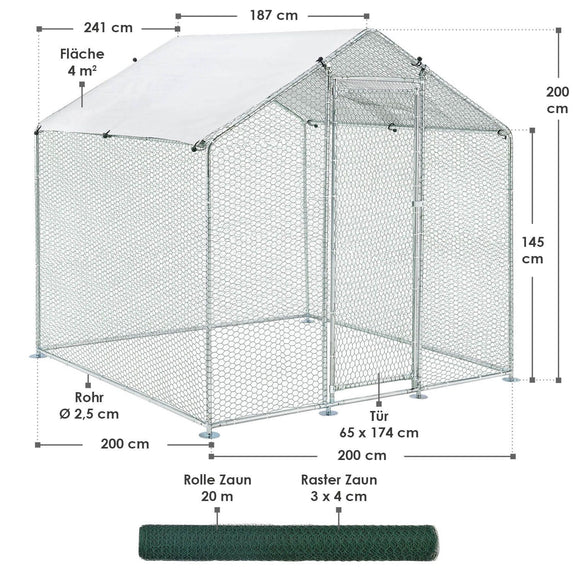 Kippenren / Kippenhok - 200 x 200 x 200 cm - Afbeelding 18