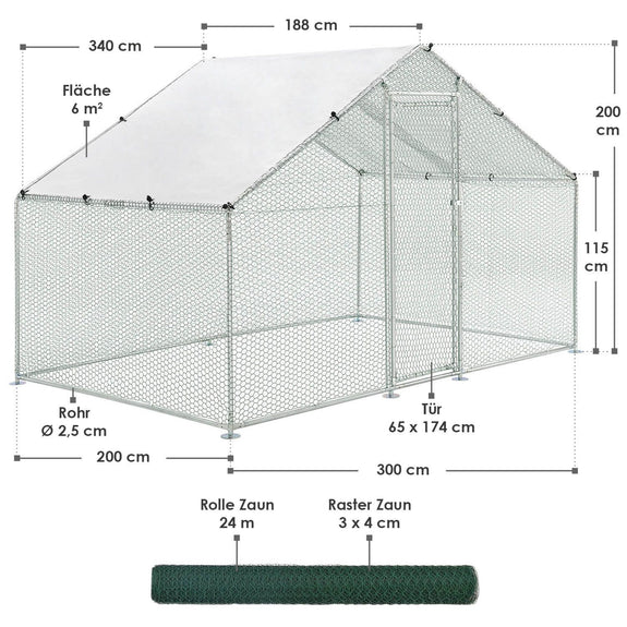 Kippenren / Kippenhok - HLS25T - 300 x 200 x 200 cm - Afbeelding 18