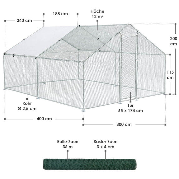 Kippenren / Kippenhok - HLS25T - 300 x 400 x 200 cm - Afbeelding 18
