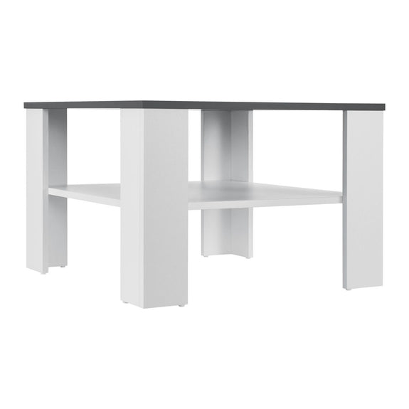 Houten Salontafel - 60 x 60 cm - Wit / Grijs - 2 Niveaus - Afbeelding 3
