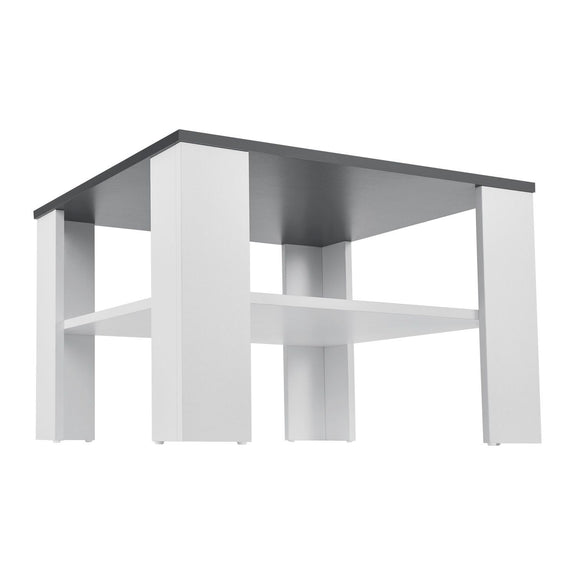 Houten Salontafel - 60 x 60 cm - Wit / Grijs - 2 Niveaus - Afbeelding 4